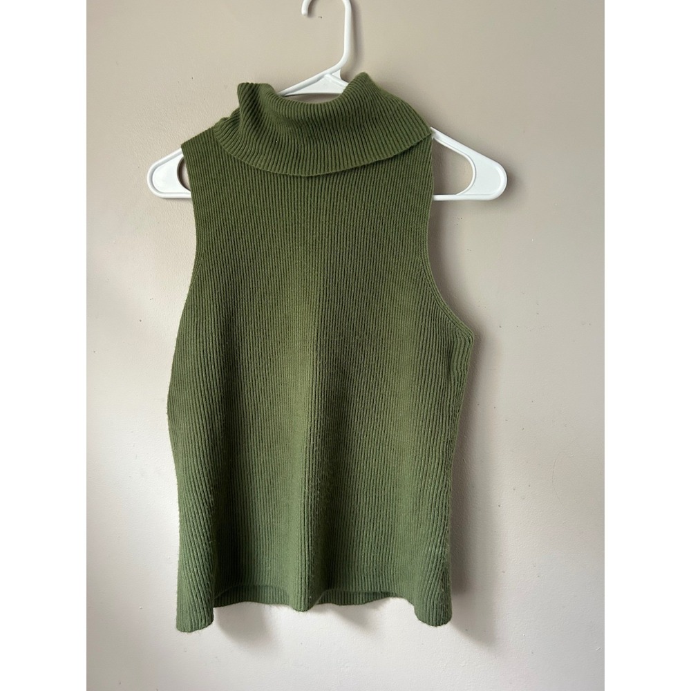 Chadwicks Collection‎ Sleeveless Turtleneck Knit Top Olive Academia  Cabincore